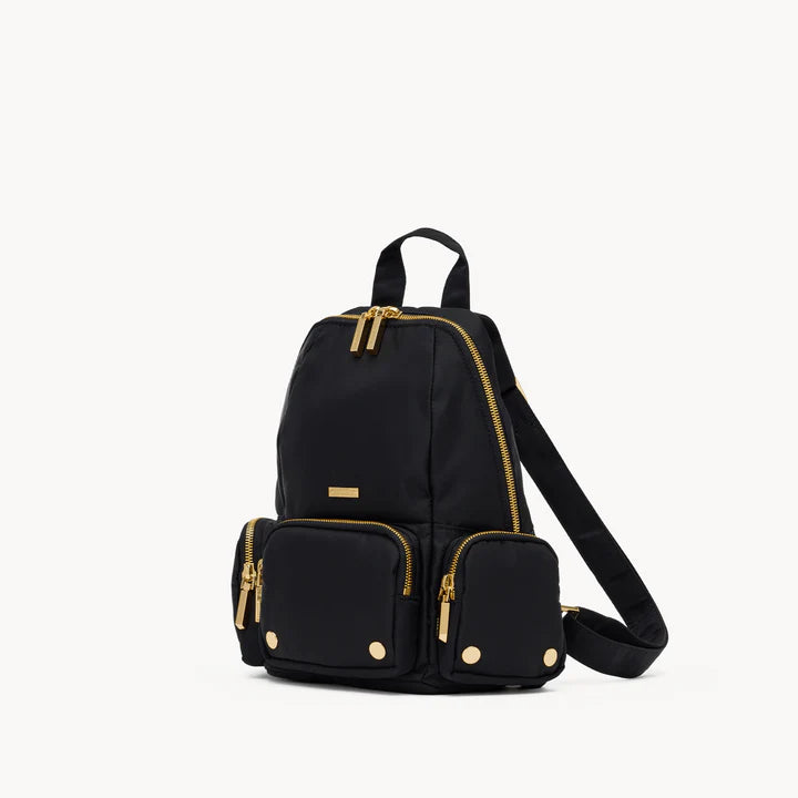 Hunter Med Backpack in Black Nylon/ Gold with Red Zipper