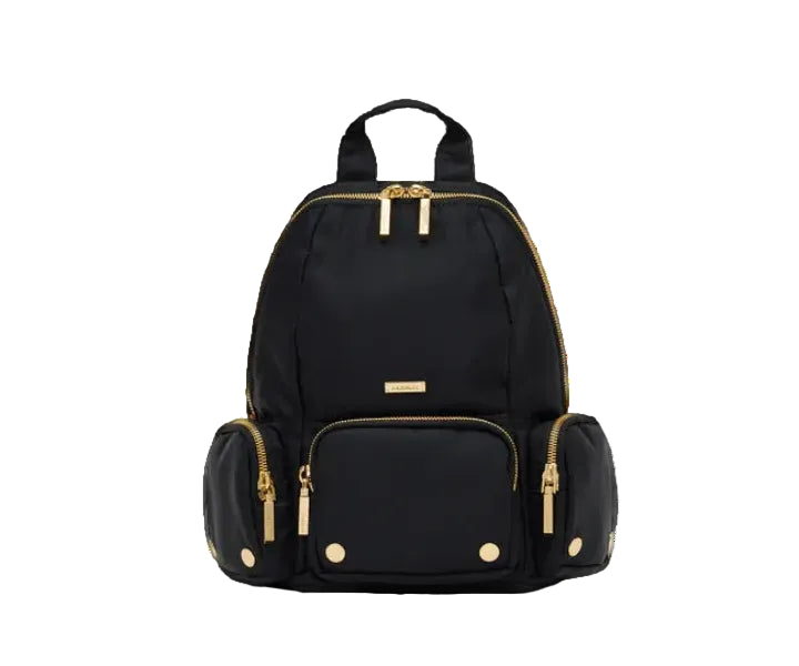 Hunter Med Backpack in Black Nylon/ Gold with Red Zipper