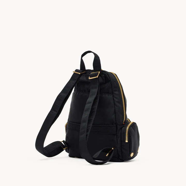Hunter Med Backpack in Black Nylon/ Gold with Red Zipper