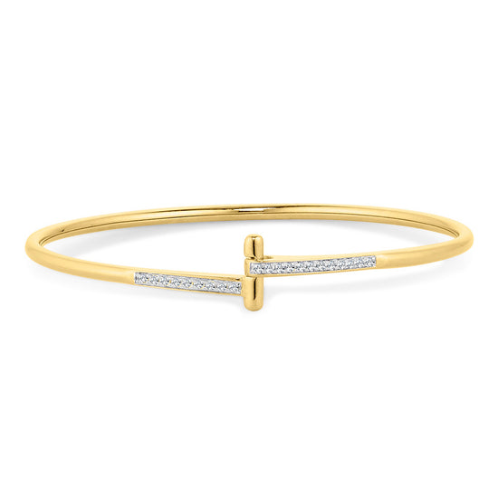 Gold bracelet with diamond accents on a white background