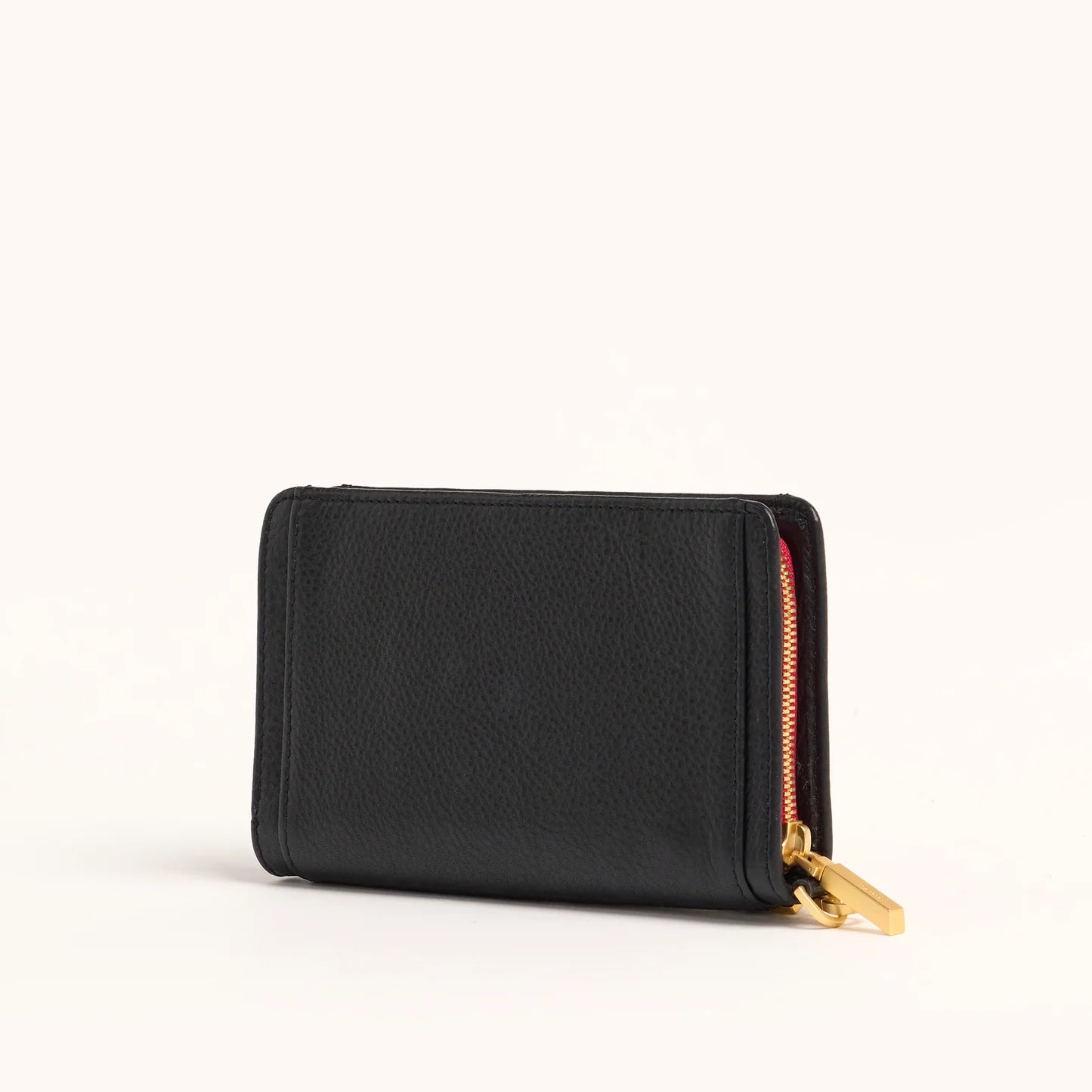 Bryant Wallet in Black/Brushed Gold with a Red Zip