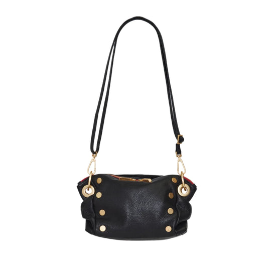 DANIEL CROSSBODY CLUTCH in Black/Gold with Red Zip