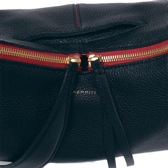 MR. G Shoulder Bag in Black/Gold with Red Zip