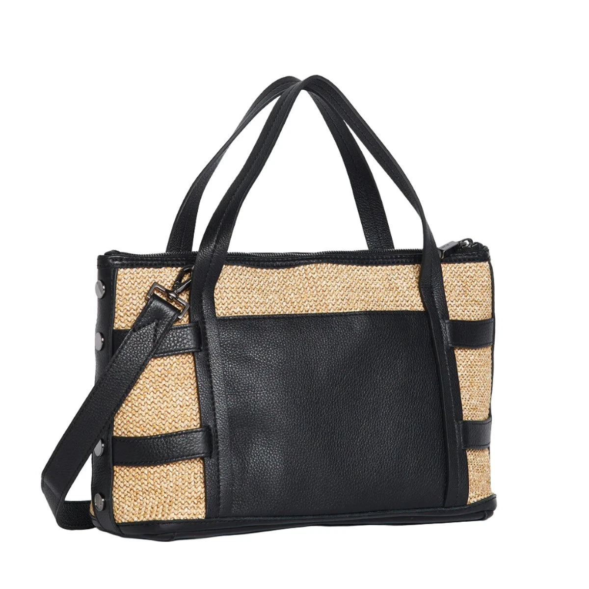 ADDIE MED TRELLIS Handbag in Chaparral Raffia/ Black