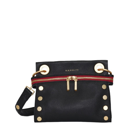 TONY SIGNATURE SML Handbag in Black/Gold with Red Zip