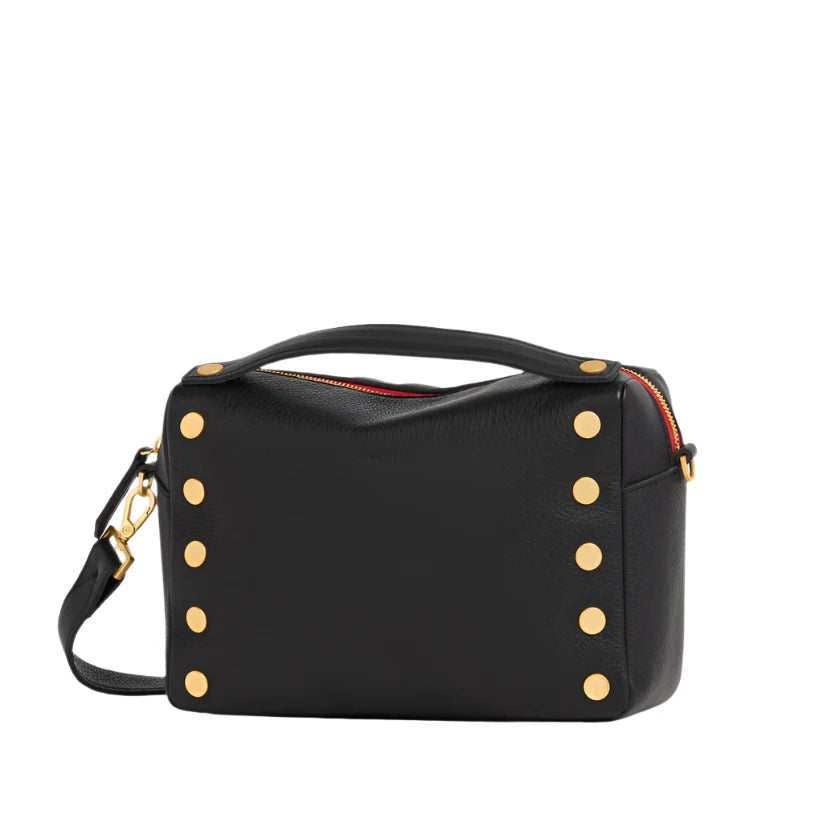 EVAN CROSSBODY MED in Black/Gold with Red Zip