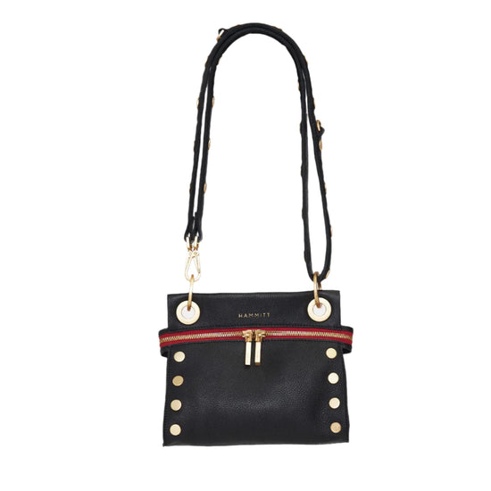 TONY SIGNATURE SML Handbag in Black/Gold with Red Zip