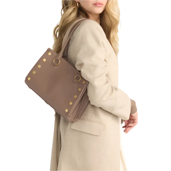 ALLEN MED Handbag in Sculpted Taupe/ Gold