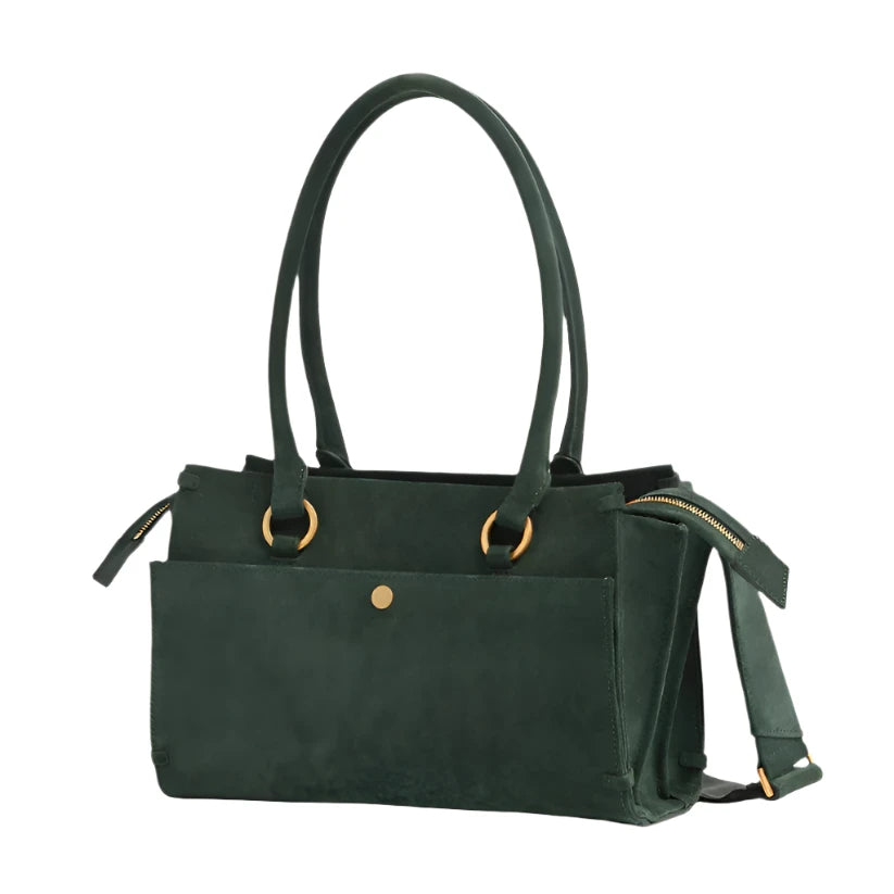 ALLEN MED Handbag in Green Room Suede/Gold