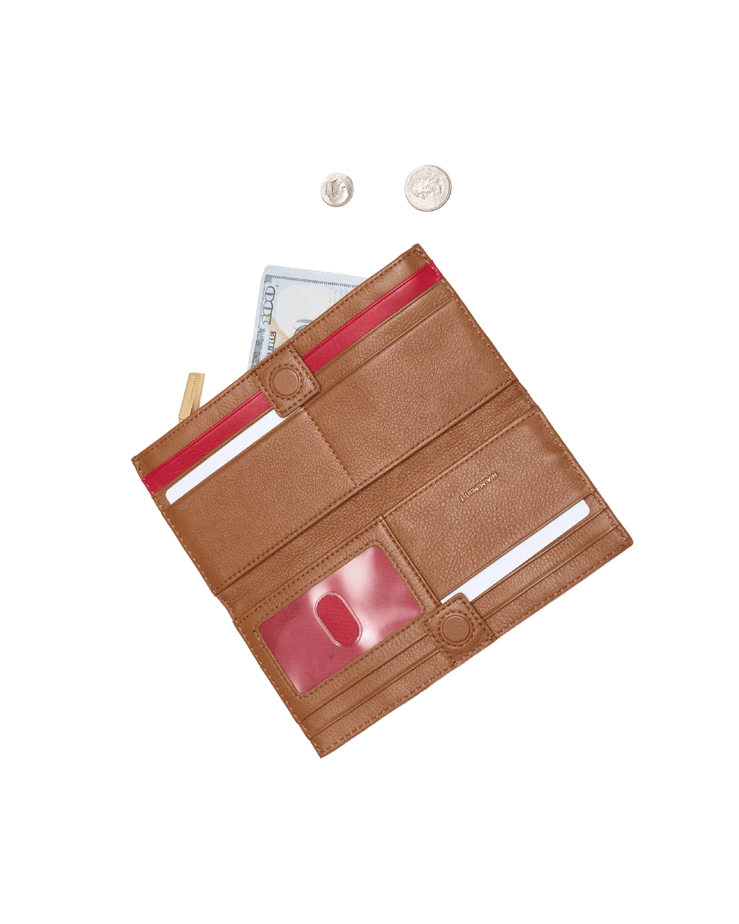 110 North Wallet in Mahogany Pebble/Gold