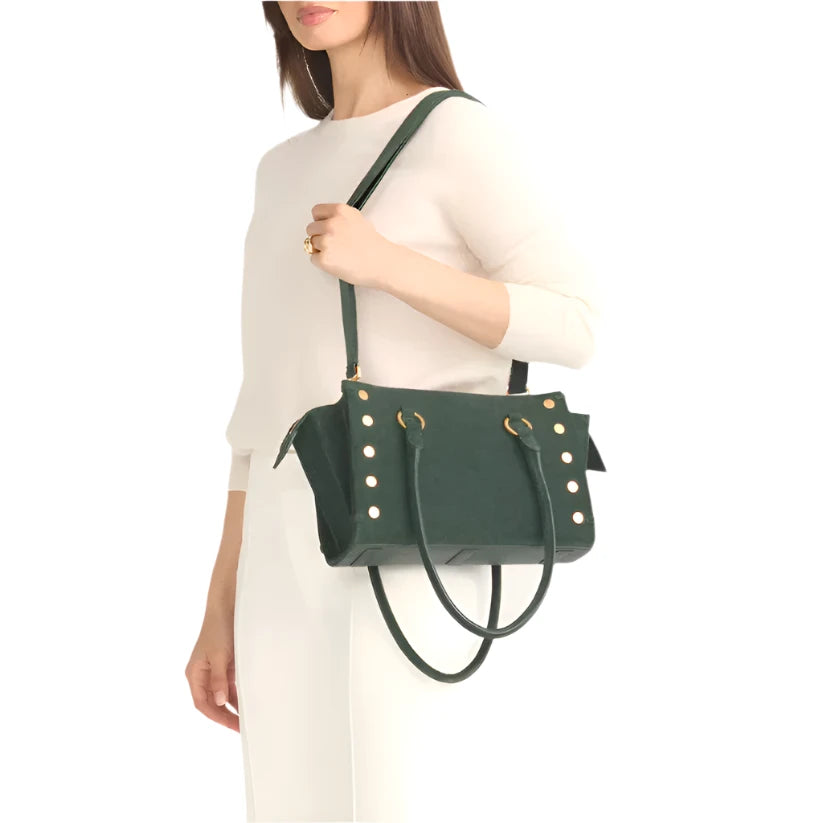 ALLEN MED Handbag in Green Room Suede/Gold