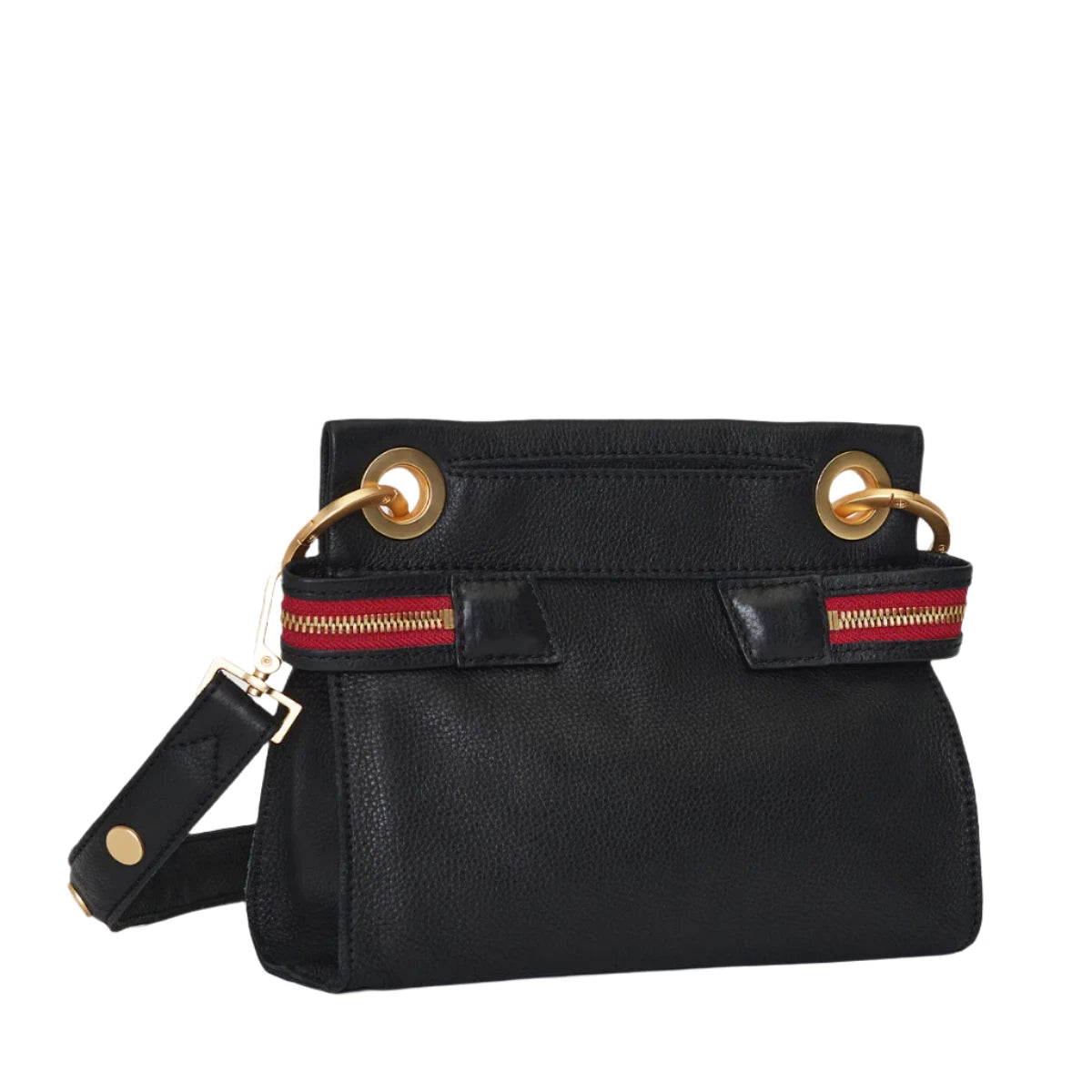 TONY SIGNATURE SML Handbag in Black/Gold with Red Zip