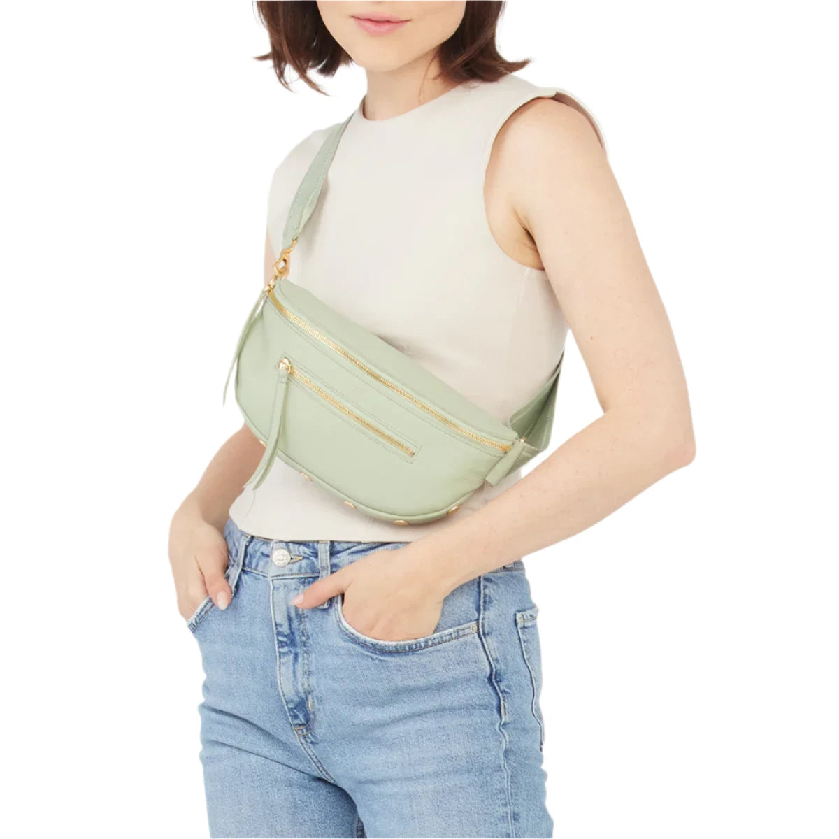 CHARLES CROSSBODY MED in Cypress Sage/Gold