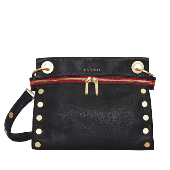 TONY SIGNATURE MED Handbag in Black/Gold with Red Zip