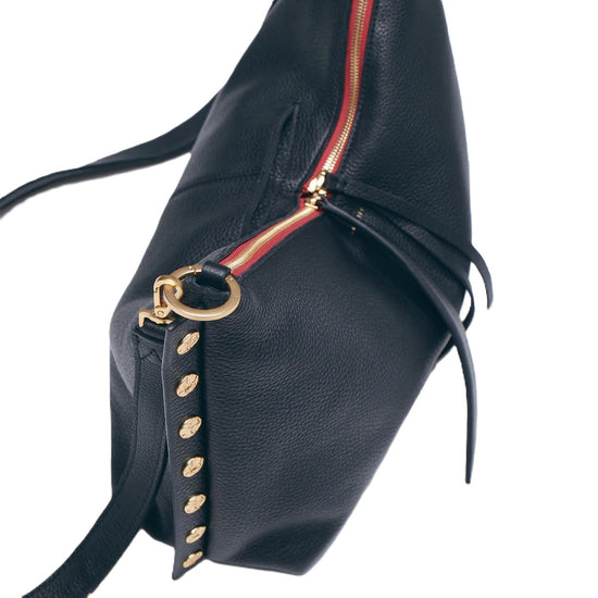 MR. G Shoulder Bag in Black/Gold with Red Zip