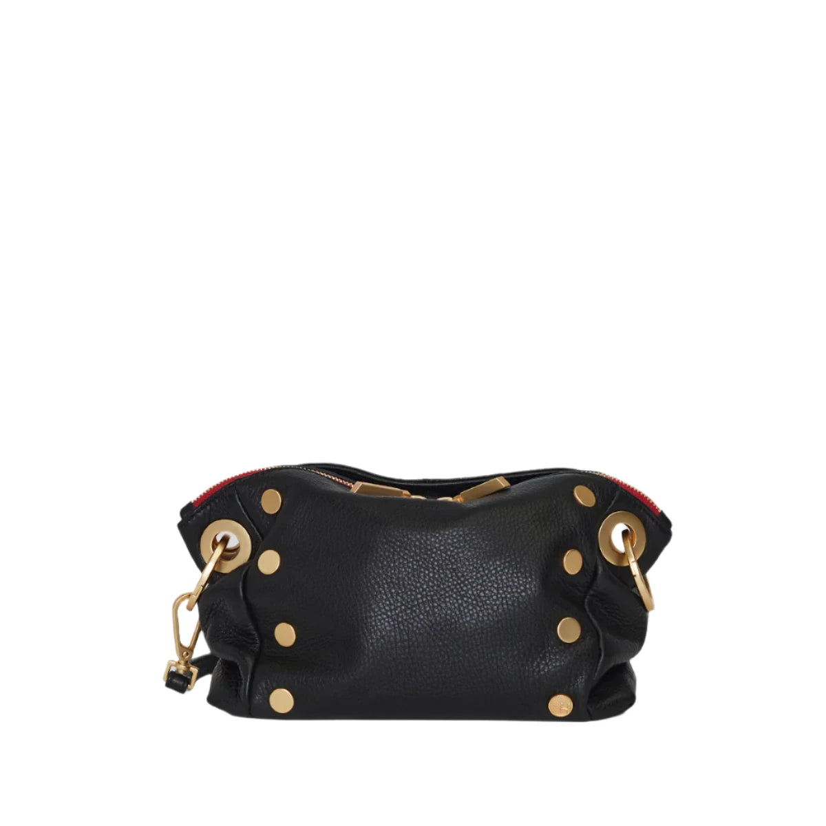 DANIEL CROSSBODY CLUTCH in Black/Gold with Red Zip