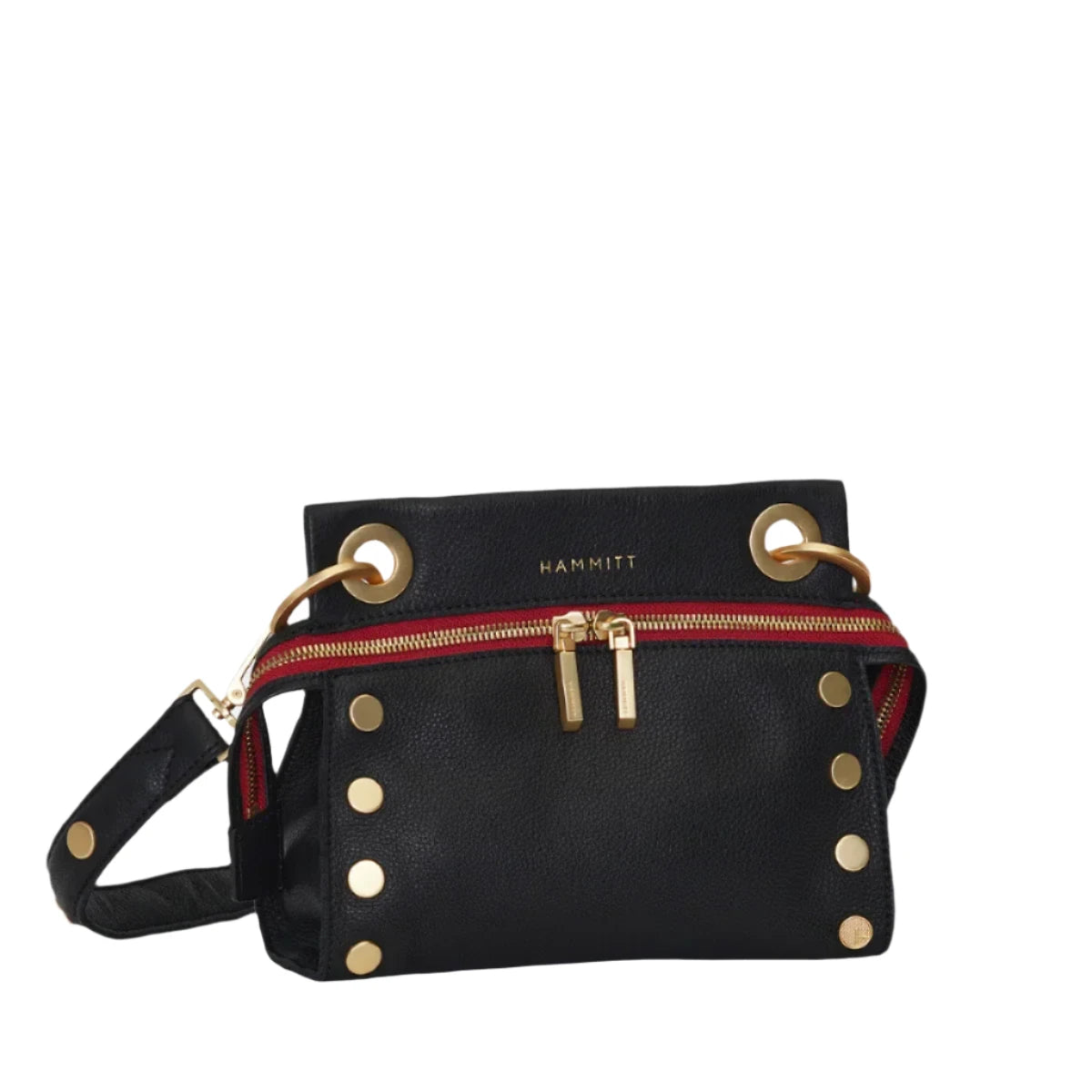 TONY SIGNATURE SML Handbag in Black/Gold with Red Zip