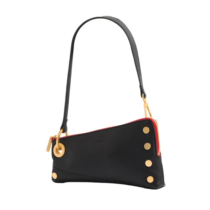 NASH POCHETTE in Black/Gold with Red Zip