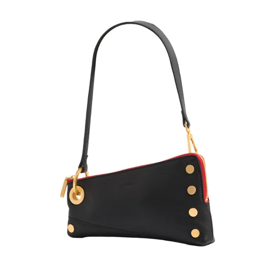 NASH POCHETTE in Black/Gold with Red Zip