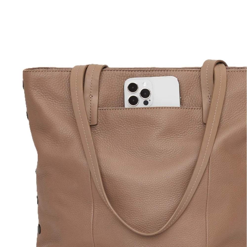 ADDIE Tote in Echo Taupe/ Bronze