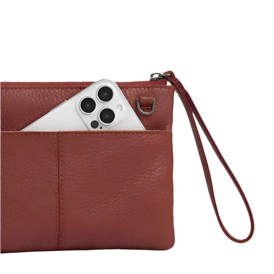 NASH SML Crossbody Clutch Wristlet in Baroque Brown/Gunmetal