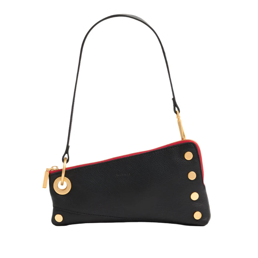 NASH POCHETTE in Black/Gold with Red Zip