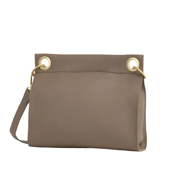 TONY LRG Handbag in Sculpted Taupe/Gold