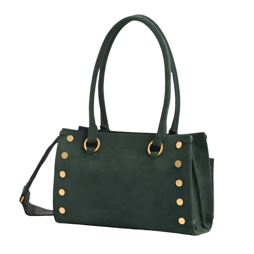 ALLEN MED Handbag in Green Room Suede/Gold