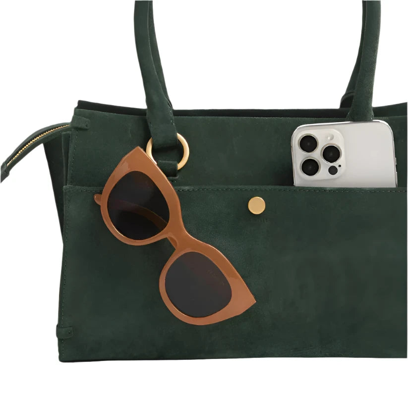 ALLEN MED Handbag in Green Room Suede/Gold