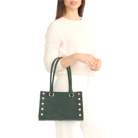 ALLEN MED Handbag in Green Room Suede/Gold