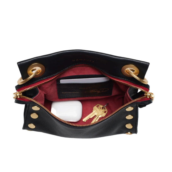 TONY SIGNATURE SML Handbag in Black/Gold with Red Zip