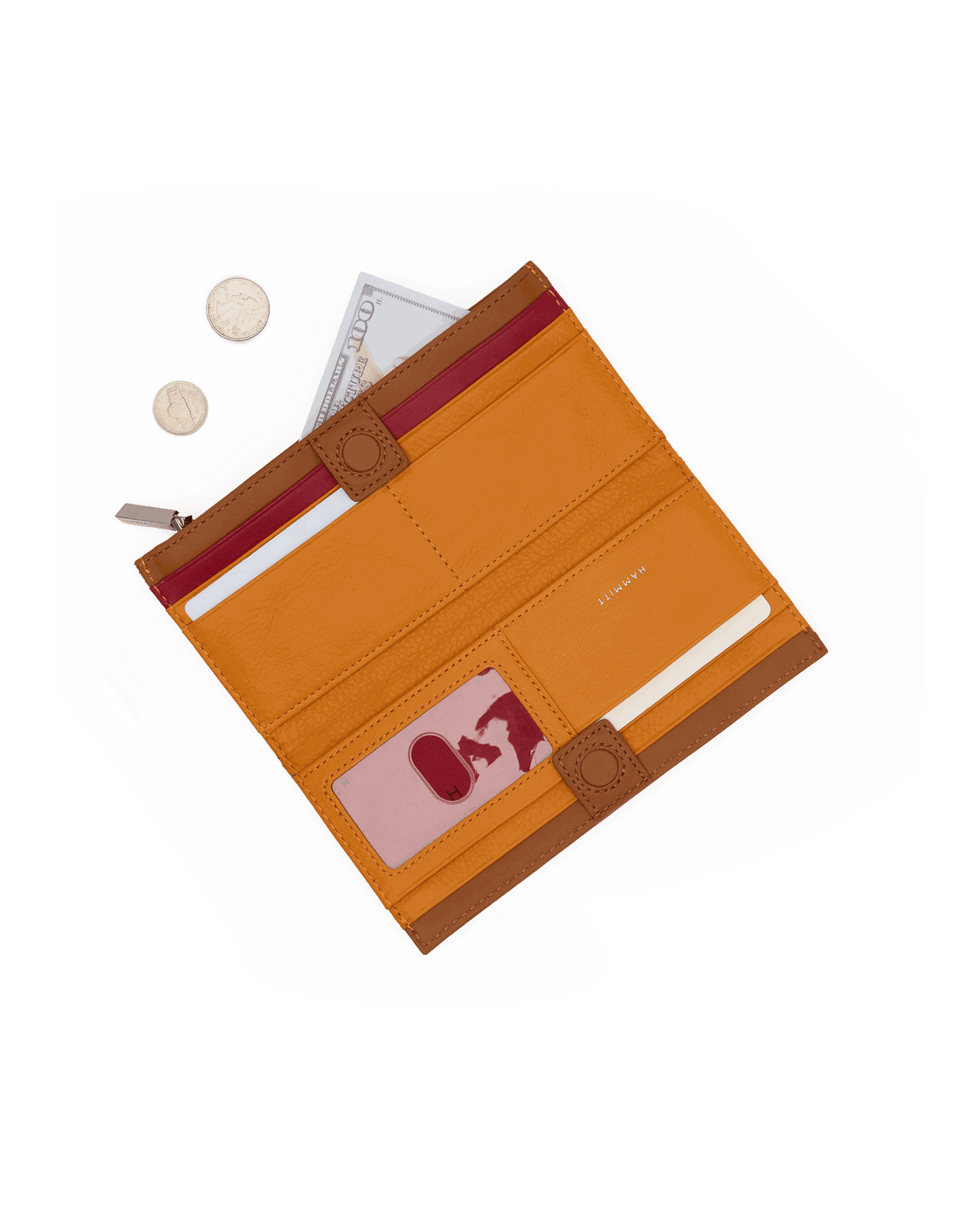 110 North Wallet in Tailored Tangerine/Silver