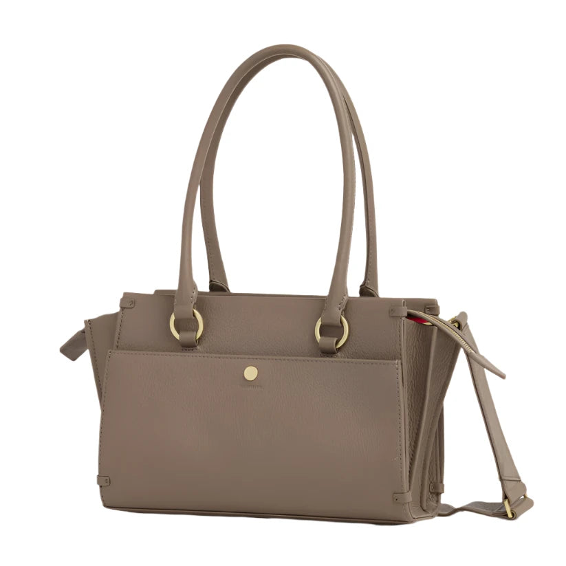 ALLEN MED Handbag in Sculpted Taupe/ Gold