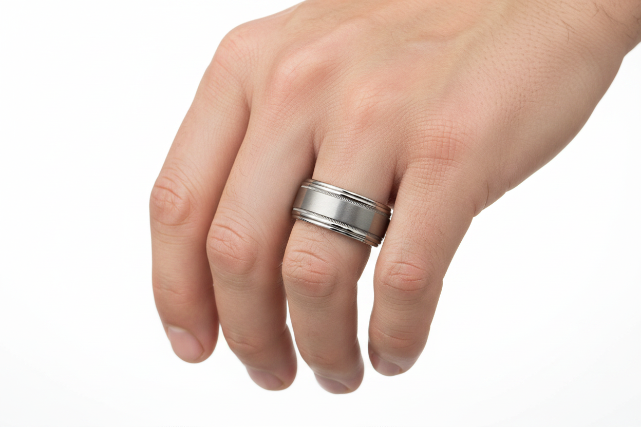 Men's Left Hand with Grey Tantalum Ring