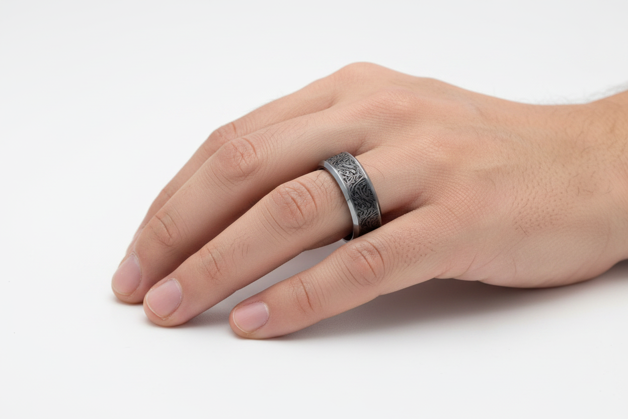 Men's Left Hand with Grey Tantalum Ring