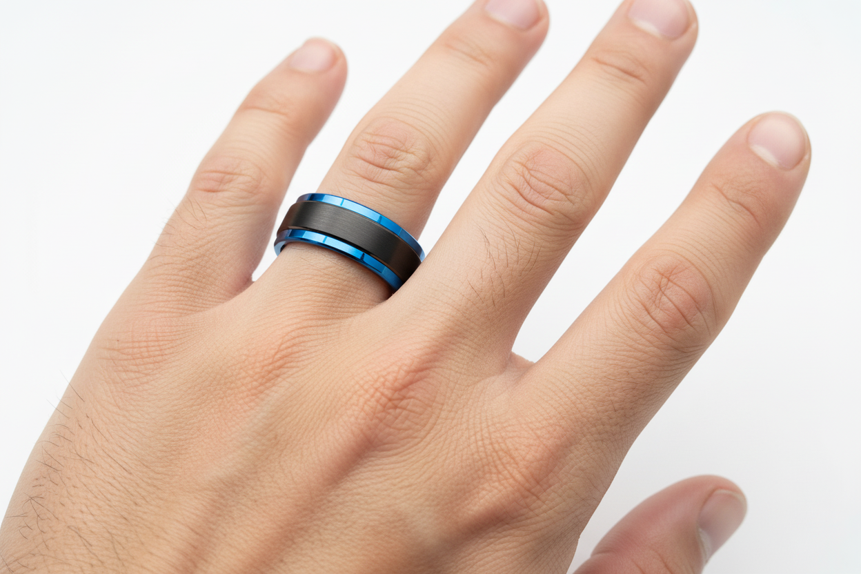 Men's Left Hand with Knuckle Hair and TG-080 Ring