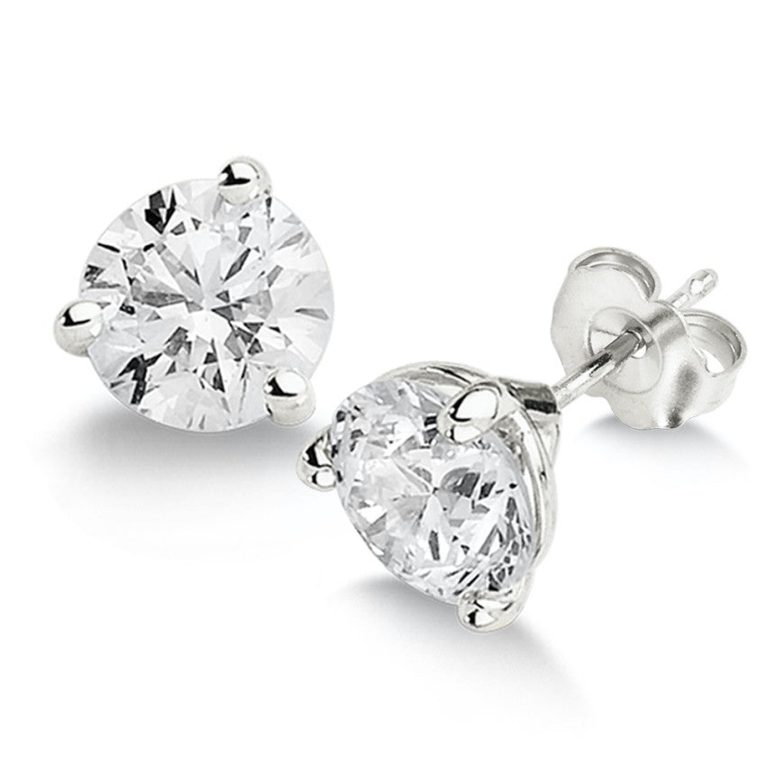 4.00ct Round Martini-Set Lab-Grown Diamond Stud Earrings in 14K White Gold