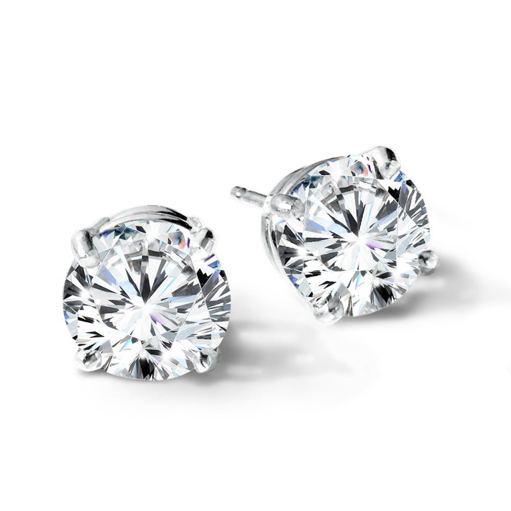 3.0 ct Round Basket Set Lab-Grown Studs in 14KW