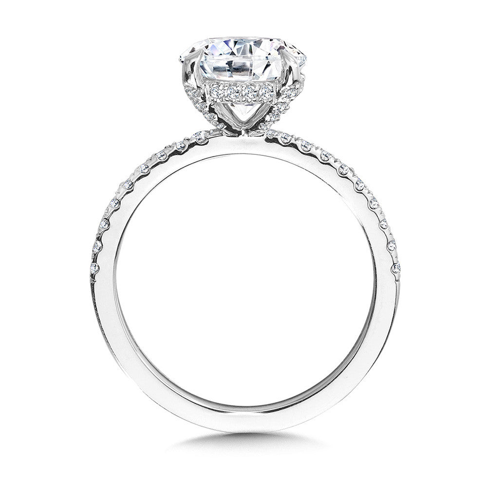2.0ct Round Lab Dia Solitaire Engagement RIng w/ Hidden Halo & Dia Prongs in 14KW