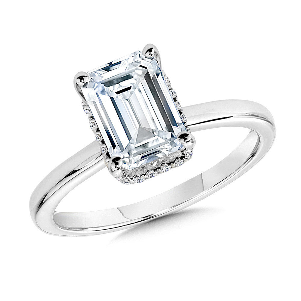 2.0 ct Emerald-Cut Lab Diamond Solitaire with Hidden Halo in 14KW