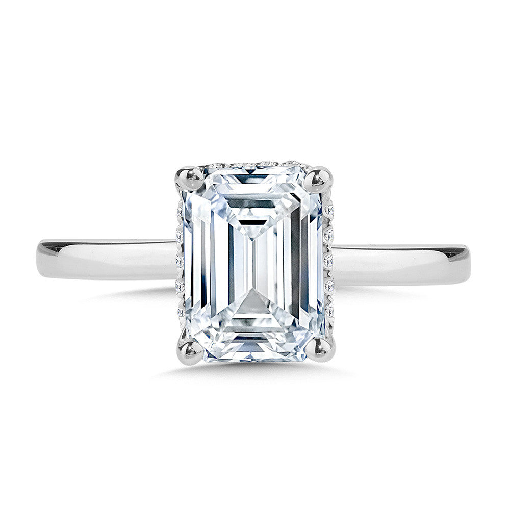 2.0 ct Emerald-Cut Lab Diamond Solitaire with Hidden Halo in 14KW