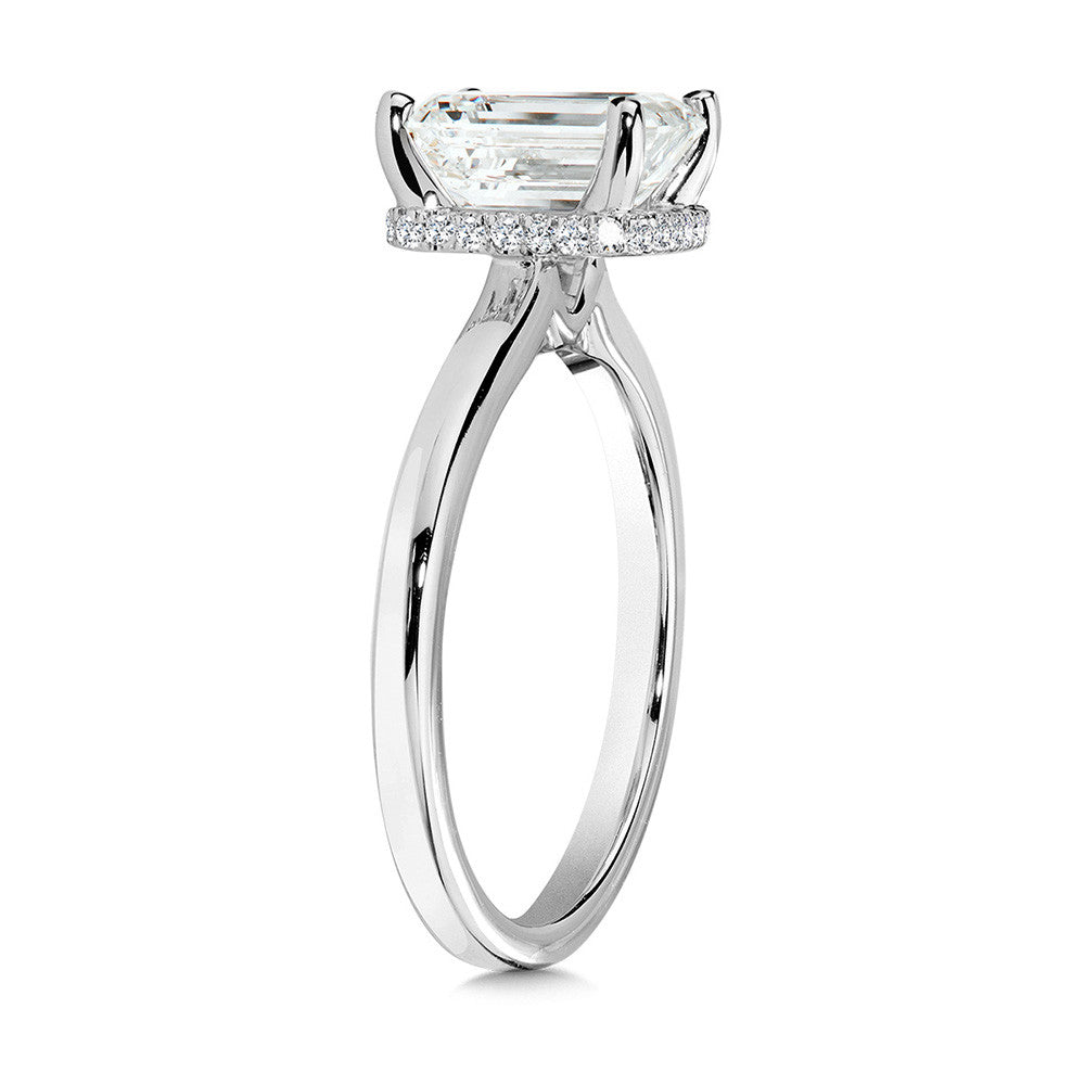 2.0 ct Emerald-Cut Lab Diamond Solitaire with Hidden Halo in 14KW
