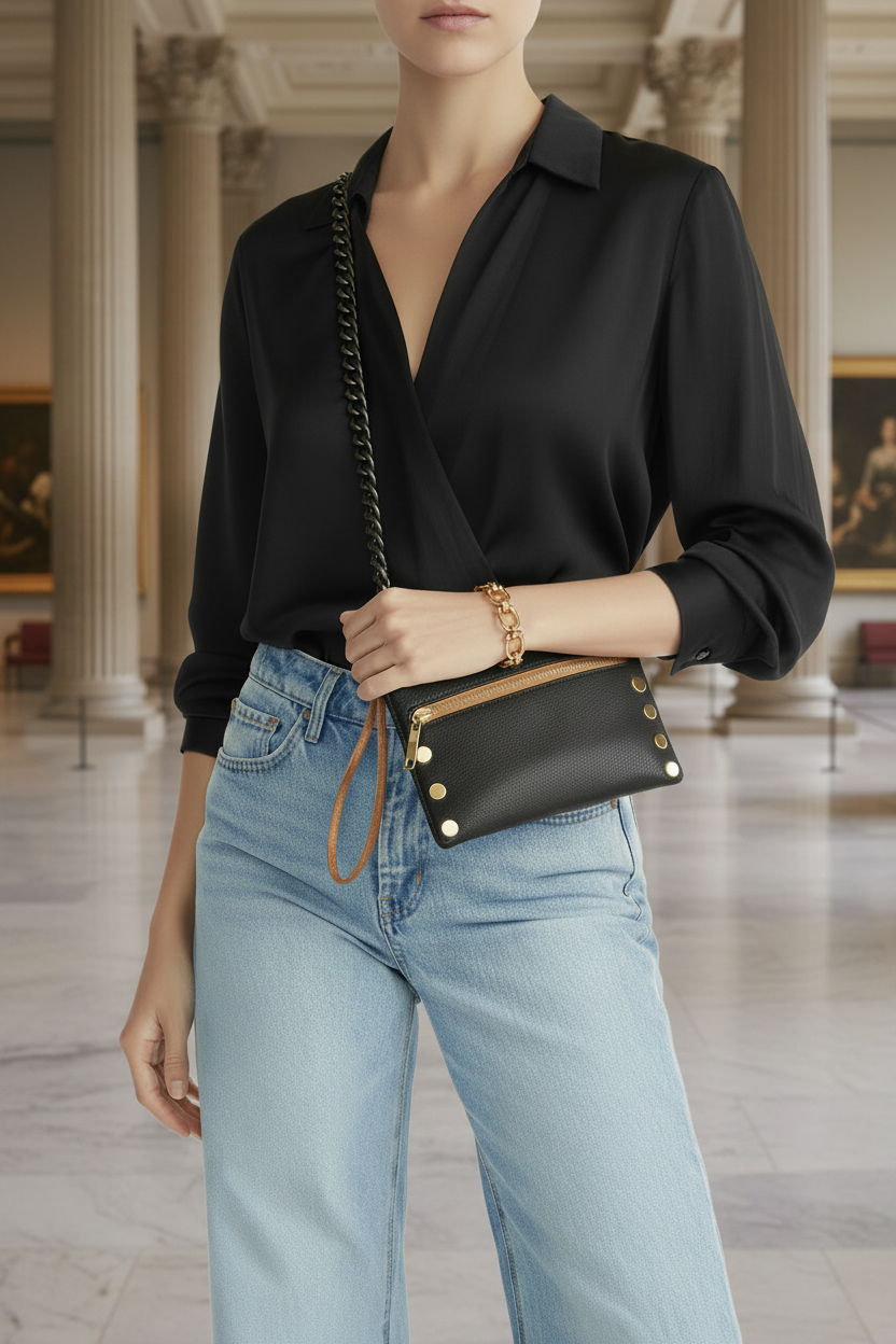 Museum Lifestyle - Chain Strap Clutch & Gold Link Bracelet