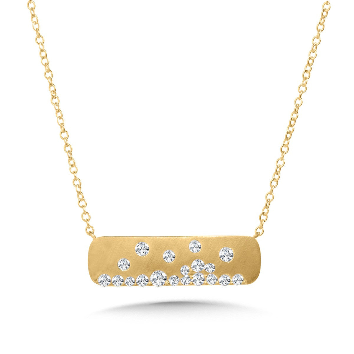 Diamond Bubble Bar Necklace in 14KY