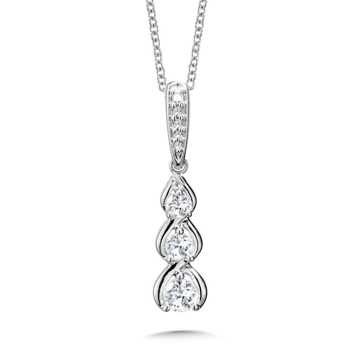 0.50ct 3 Tier Diamond Drop Necklace in 14KW