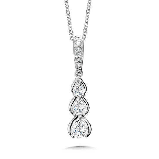 0.50ct 3 Tier Diamond Drop Necklace in 14KW