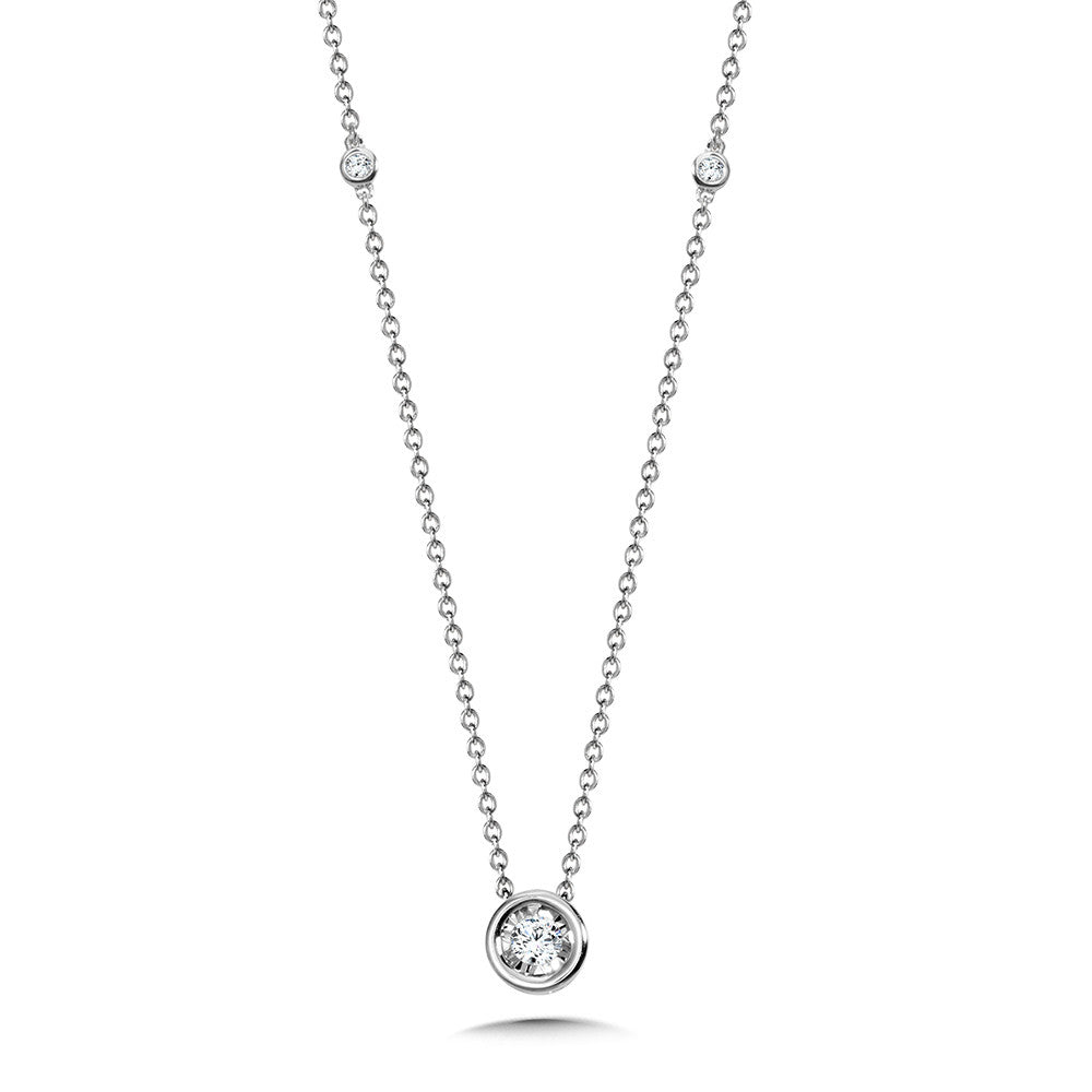 Bezel-Set Diamond Star Solitaire Necklace in 14KW