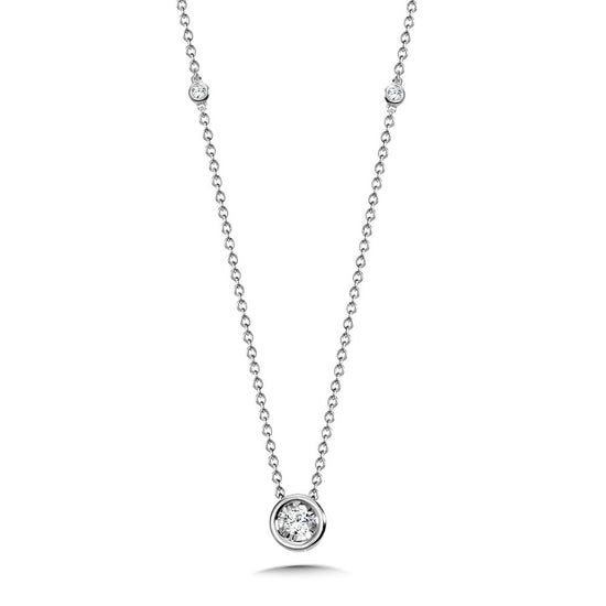 Bezel-Set Diamond Star Solitaire Necklace in 14KW