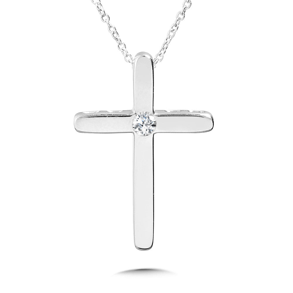 Cross Necklace with 0.03ct Diamond in Sterling Silver