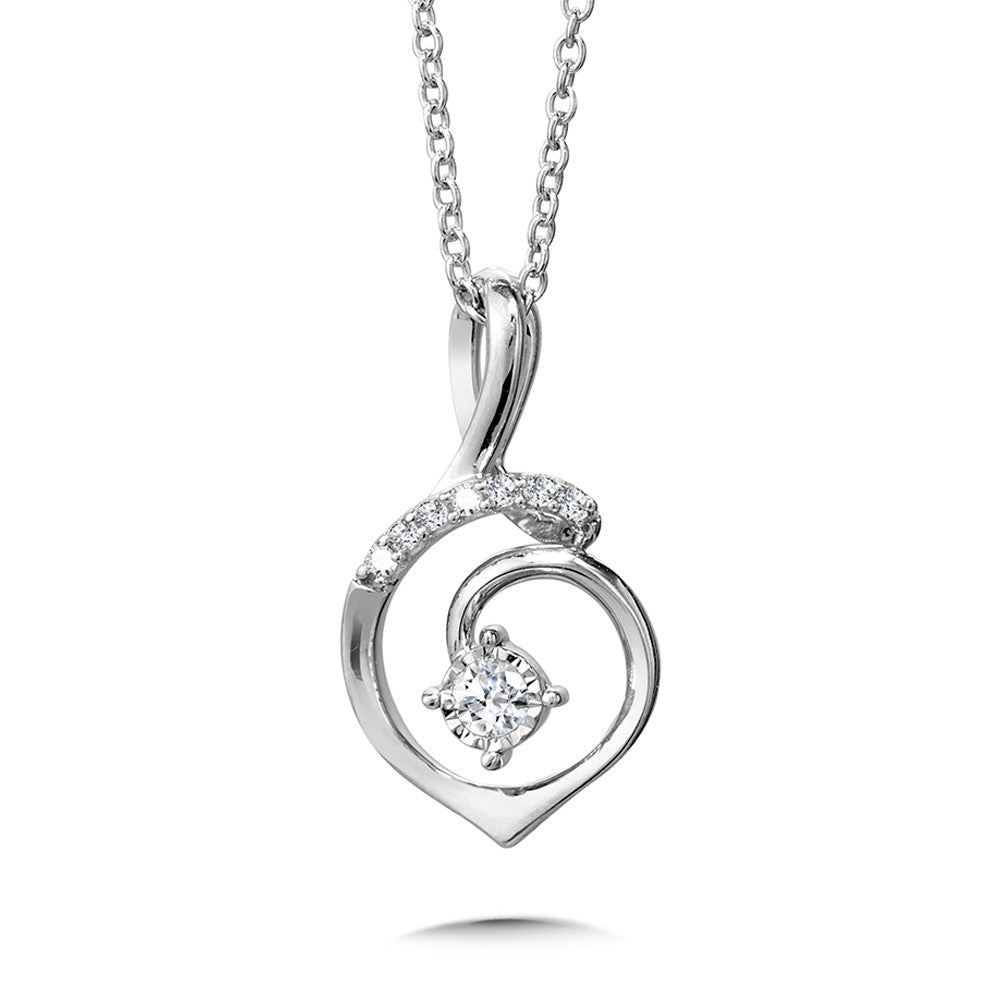 Abstract Diamond Teardrop Pendant Necklace in Sterling Silver